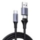 US314 2-In-1 PD 100W Fast Charing Cable Type-C to USB 2.0 / Type-C Data Cable 5A 480Mbp/s 1M Quick Charging & Data Transfer Adapter for Laptop Phone