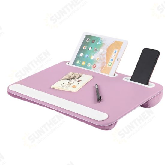 2-in-1 Double Slot Lap Desk Study Pillow Table Computer Laptop Desk Portable Laptop Stand with Phone/Tablet Holder