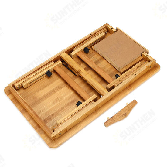 Adjustable Laptop Desk Large Bed Tray Tilting Top Foldable Table Multi-tasking Stand Breakfast Serving Bamboo Table