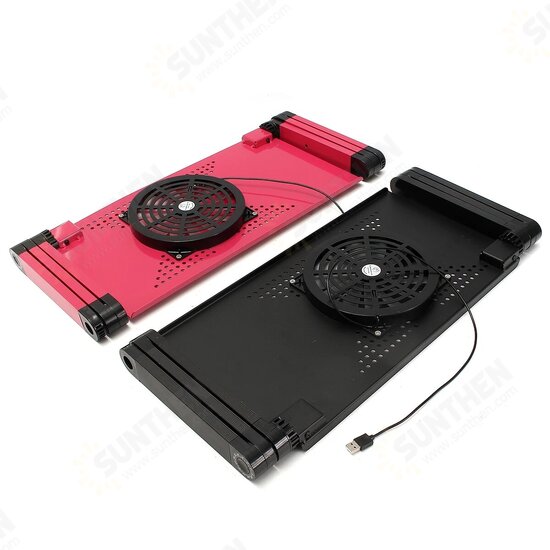 Adjustable Laptop Table Laptop Desk Portable Foldable Stand Bed Tray Laptop with Cooling Fan and Mouse Pad for up to 17 Inches