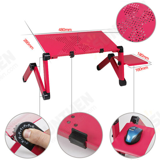 Adjustable Laptop Table Laptop Desk Portable Foldable Stand Bed Tray Laptop with Cooling Fan and Mouse Pad for up to 17 Inches