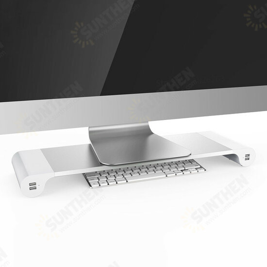 Aluminum Desktop Monitor Stand Non-slip Notebook Laptop Riser with 4-ports USB charger for iMac MacBook Pro Air