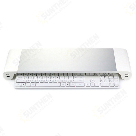 Aluminum Desktop Monitor Stand Non-slip Notebook Laptop Riser with 4-ports USB charger for iMac MacBook Pro Air