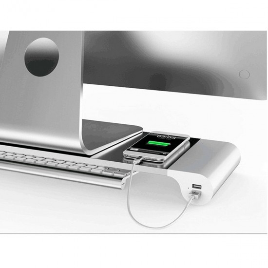 Aluminum Desktop Monitor Stand Non-slip Notebook Laptop Riser with 4-ports USB charger for iMac MacBook Pro Air
