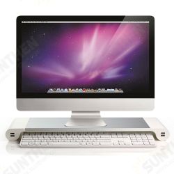 Aluminum Desktop Monitor Stand Non-slip Notebook Laptop Riser with 4-ports USB charger for iMac MacBook Pro Air
