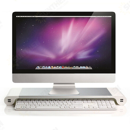 Aluminum Desktop Monitor Stand Non-slip Notebook Laptop Riser with 4-ports USB charger for iMac MacBook Pro Air