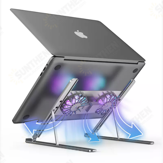 P11F Office Desk Detachable Cooling Fans Foldable Adjustable Aluminum Stand For 14-17.3 Inch Laptop