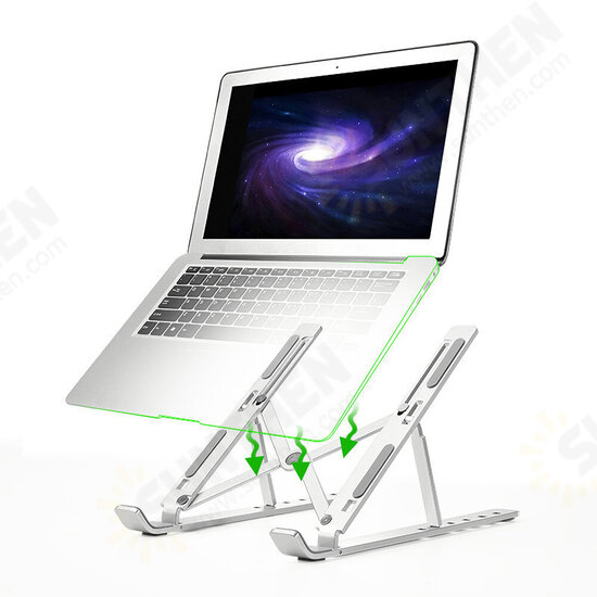 Foldable Laptop Stand Bracket Aluminum Alloy Laptop Portable Cooling Base Display Lifting Frame 6 Gear Adjustable for 15.6inch Notebook