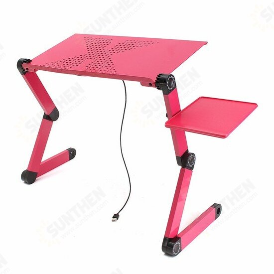 Foldable Laptop Table Stand Portable Adjustable Stand Bed Tray with Cooling Fan and Mouse Pad