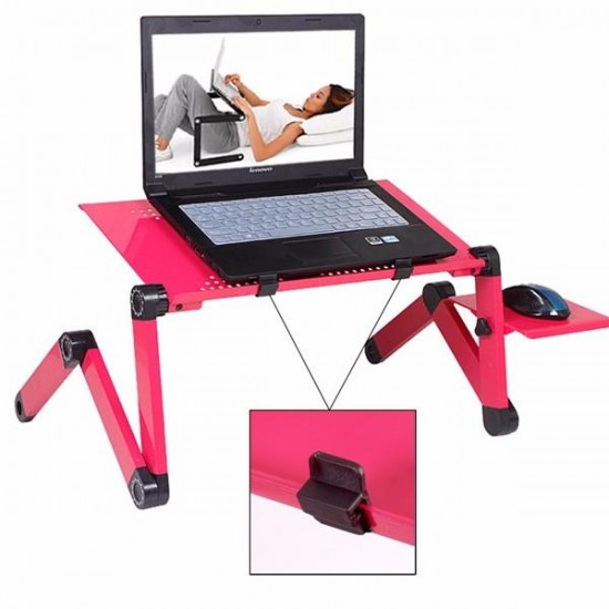 Foldable Laptop Table Stand Portable Adjustable Stand Bed Tray with Cooling Fan and Mouse Pad