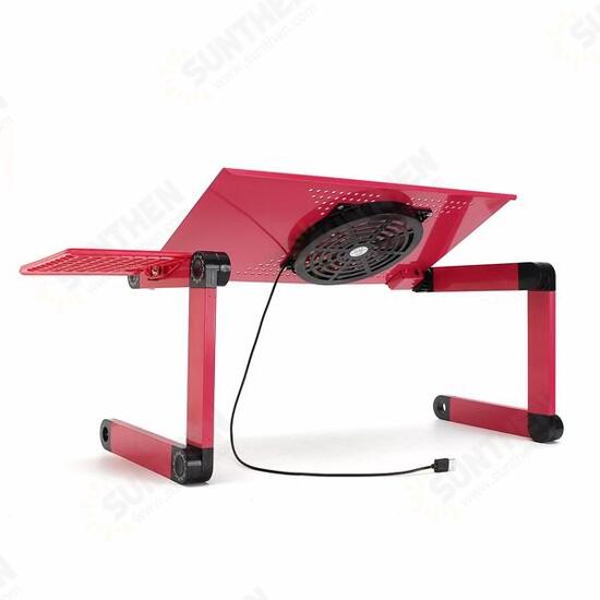 Foldable Laptop Table Stand Portable Adjustable Stand Bed Tray with Cooling Fan and Mouse Pad