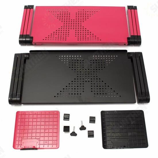 Foldable Laptop Table Stand Portable Adjustable Stand Bed Tray with Cooling Fan and Mouse Pad