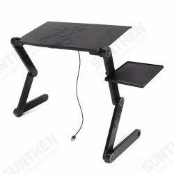 Foldable Laptop Table Stand Portable Adjustable Stand Bed Tray with Cooling Fan and Mouse Pad Foldable Laptop Table Stand Portable Adjustable Stand Bed Tray with Cooling Fan and Mouse Pad