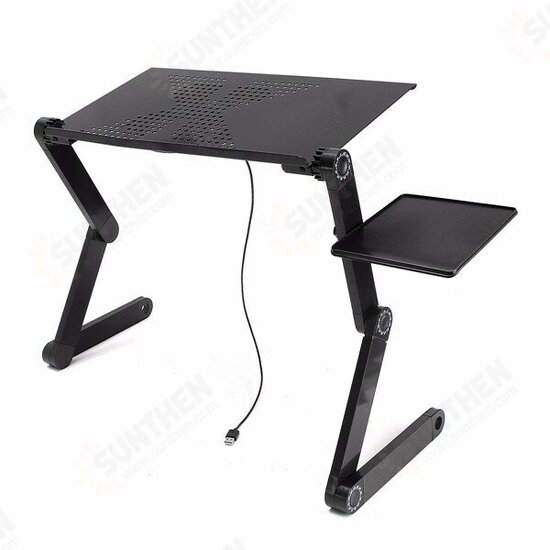 Foldable Laptop Table Stand Portable Adjustable Stand Bed Tray with Cooling Fan and Mouse Pad