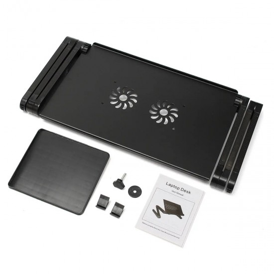 Folding Laptop Desk 360 Computer Table 2 Holes Cooling Notebook Table with Mouse Pad Laptop Stand