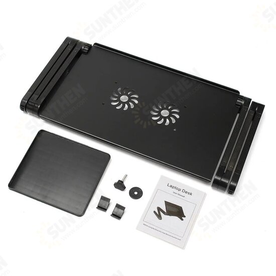 Folding Laptop Desk 360 Computer Table 2 Holes Cooling Notebook Table with Mouse Pad Laptop Stand