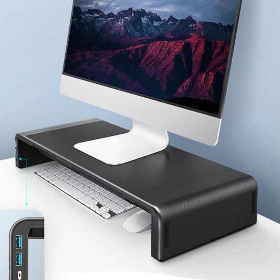 Monitor Stand Laptop Stand Desktop Holder Bracket Adjustable Length with 2*USB3.0, Type-C Port for Macbook Computer Monitor Laptop