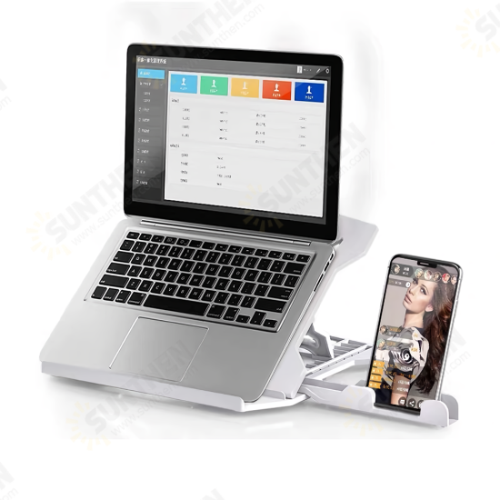 Laptop Stand Holder Computer Bracket Laptop Riser Laptop Cooling Pad 8 Levels Adjustable with Mobile Phone Holder for 16 inch Laptop