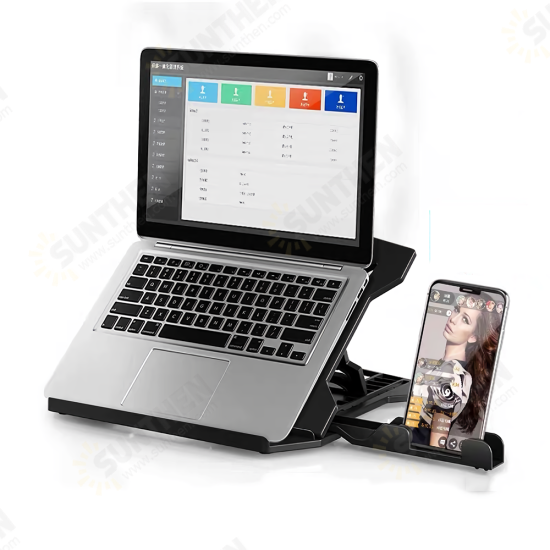 Laptop Stand Holder Computer Bracket Laptop Riser Laptop Cooling Pad 8 Levels Adjustable with Mobile Phone Holder for 16 inch Laptop