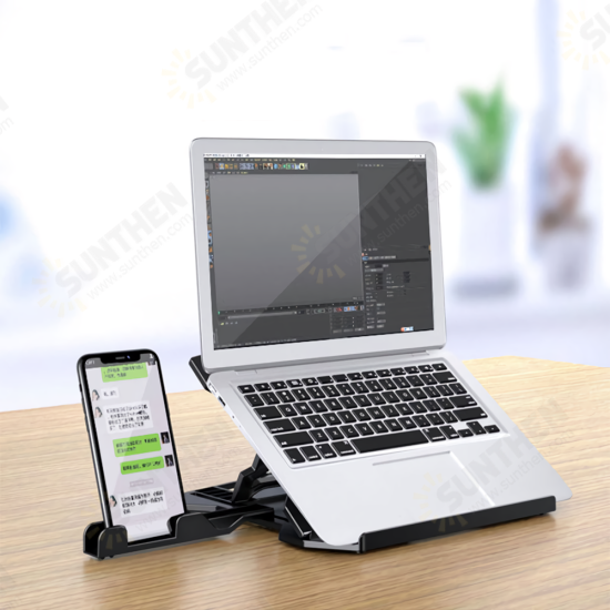 Laptop Stand Holder Computer Bracket Laptop Riser Laptop Cooling Pad 8 Levels Adjustable with Mobile Phone Holder for 16 inch Laptop