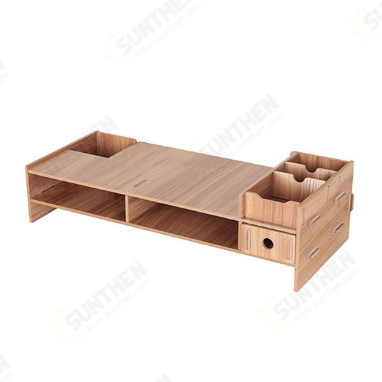 Multi-function Desktop Laptop Stand Computer Monitor Stand Computer Screen Riser Wood Shelf For Notebook TV