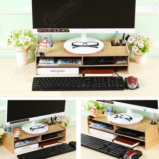 Wood Laptop Stand Accessories Storage Display Monitor Raising Bracket Neck Protection Shelf