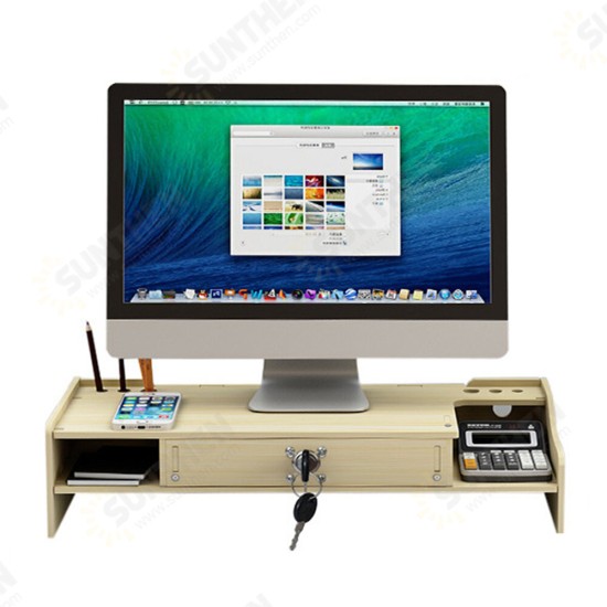 Wooden Desktop Computer Monitor Laptop Stand Elevated Shelf Base Bracket for Office Desktop Keyboard Arrangement Wooden Desktop Computer Monitor Laptop Stand Elevated Shelf Base Bracket for Office Desktop Keyboard Arrangement