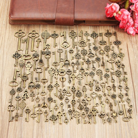 125Pcs Vintage Bronze Key For Pendant Necklace Bracelet DIY Handmade Accessories Decoration