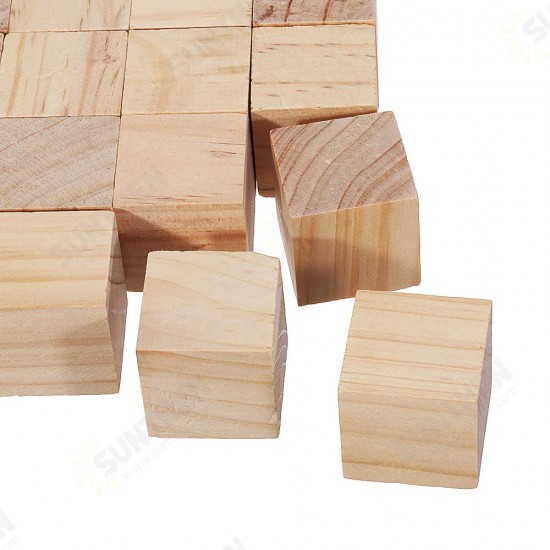 1.5/2/3/4cm Pine Wood Square Block Natural Soild Wooden Cube Crafts DIY Puzzle Making Woodworking