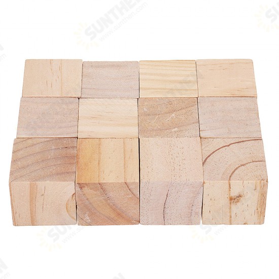 1.5/2/3/4cm Pine Wood Square Block Natural Soild Wooden Cube Crafts DIY Puzzle Making Woodworking