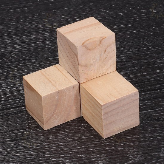 1.5/2/3/4cm Pine Wood Square Block Natural Soild Wooden Cube Crafts DIY Puzzle Making Woodworking