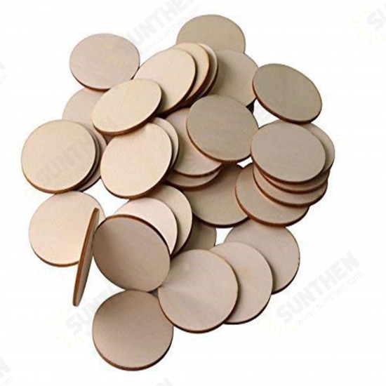 25Pcs Blank Circle Round Wood Chip Sheet Unfinished Laser Engraving Wooden DIY Painted Crafts