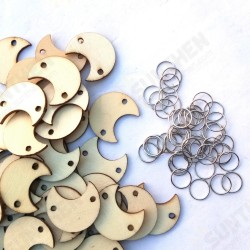 50Pcs Moon Shape Laser Engraving Wooden Sheet With 50 Iron Loops Set For Birthday Reminder DIY Hanging Wood Plaque Decorations 50Pcs Moon Shape Laser Engraving Wooden Sheet With 50 Iron Loops Set For Birthday Reminder DIY Hanging Wood Plaque Decorations