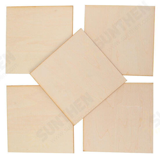 5Pcs 10x10cm Basswood DIY Wood Sheet Unfinished Unpainted Building Model Laser Engraving Blank Sheet Wooden Craft Making