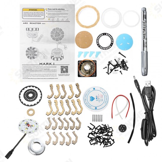 MK1 Acrylic Tony DIY Arc Reactor Lamp Arcylic Kit Illuminant LED Flash Light Set