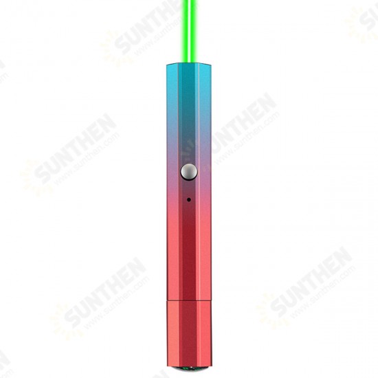 Green Light Laser Pointer Pen 532nm USB Chargeable Portable Highlight PPT Laser Pointer with Practicable Compass for Outdoor Office Presentation