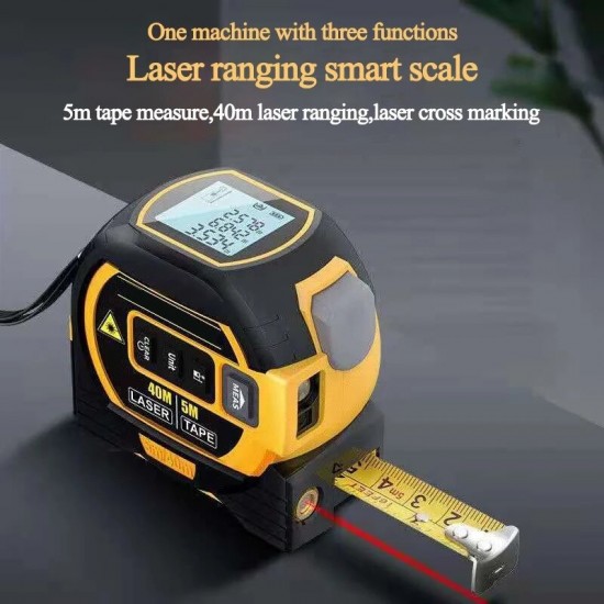 40M/60M Digital Laser Distance Meter 5M Tape Measuring Laser Reticle 3 In 1 Electronic Roulette Stainless Tape Measure Rangefinders