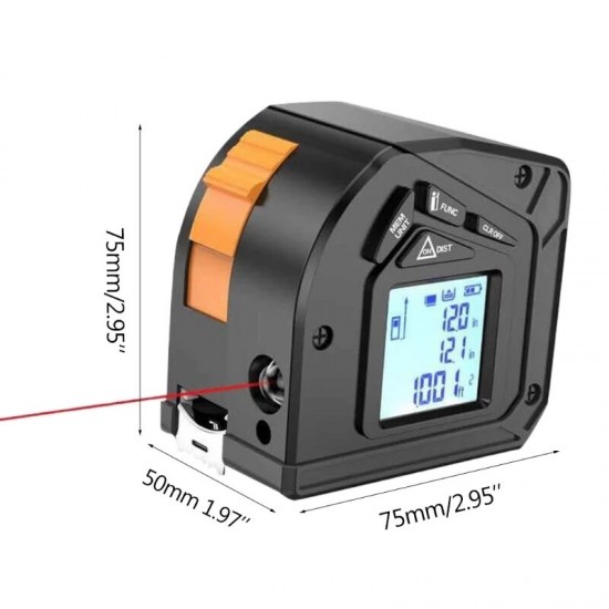 50M+5M Digital Distance Meter Laser Measuring Tape Retractable Ruler Laser Rangefinder 2 in 1