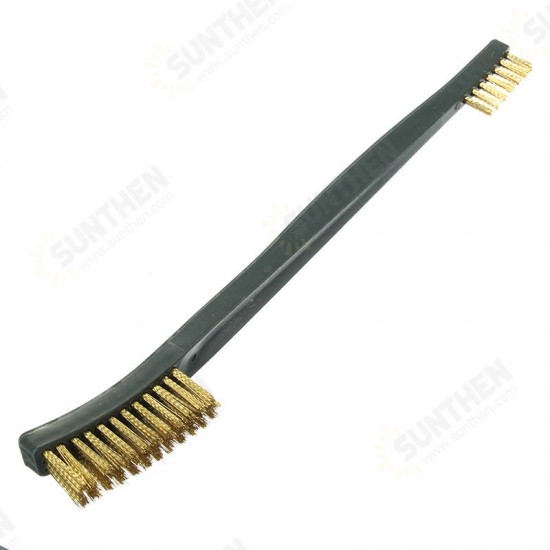 3Pcs Double End Cleaning Brush Set Brass Steel Nylon Wire Brush Kit