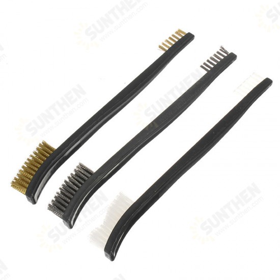 3Pcs Double End Cleaning Brush Set Brass Steel Nylon Wire Brush Kit