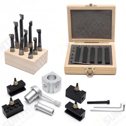 Mini Quick Change Tool Post Holder Set with 9pcs 3/8 Inch Boring Bar and 5pcs Indexable Blade Mini Quick Change Tool Post Holder Set with 9pcs 3/8 Inch Boring Bar and 5pcs Indexable Blade