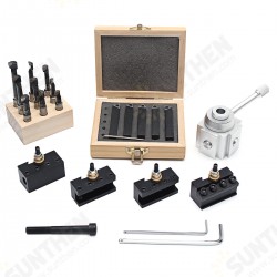 Mini Quick Change Tool Post Holder Set with 9pcs 3/8 Inch Boring Bar and 5pcs Indexable Blade Mini Quick Change Tool Post Holder Set with 9pcs 3/8 Inch Boring Bar and 5pcs Indexable Blade