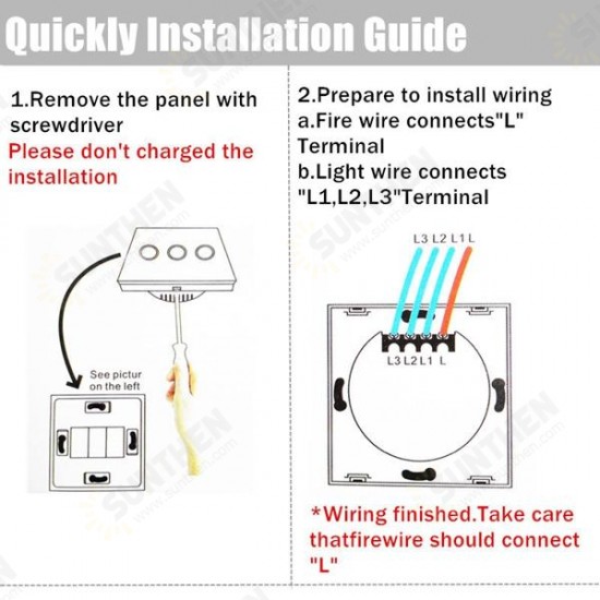 1 Way 1 Gang Crystal Glass Panel Touch Light Wall Switch Remote Controller