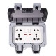 IP66 Weatherproof Outdoor BOX Wall Socket 13A Double Universal / UK Switched Outlet With USB Charging Port