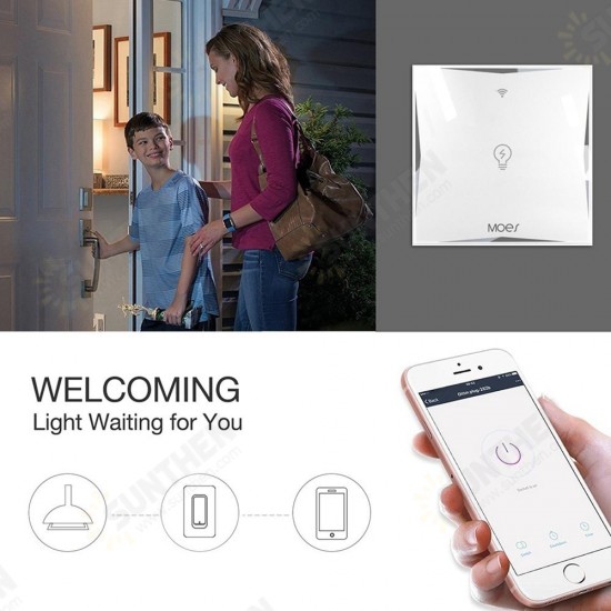 AC100-240V EU Type 1 Gang WiFi Smart Light Switch Work With Amazon Alexa Google Home