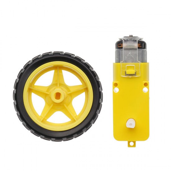 3-6V Dual Axis Gear Motor with 65mm Rubber Wheel