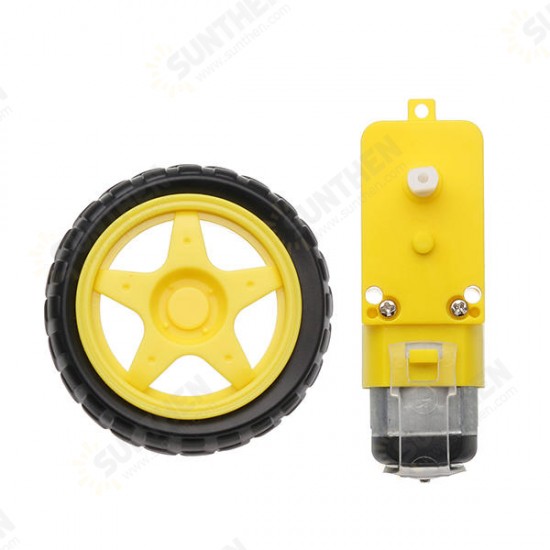 3-6V Dual Axis Gear Motor with 65mm Rubber Wheel