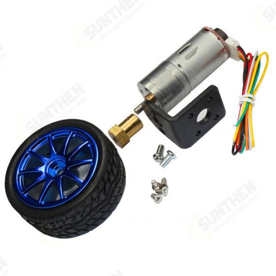 MOTOR 6V 210RPM Encoder Motor DC Gear Motor with Mounting Bracket and Wheel