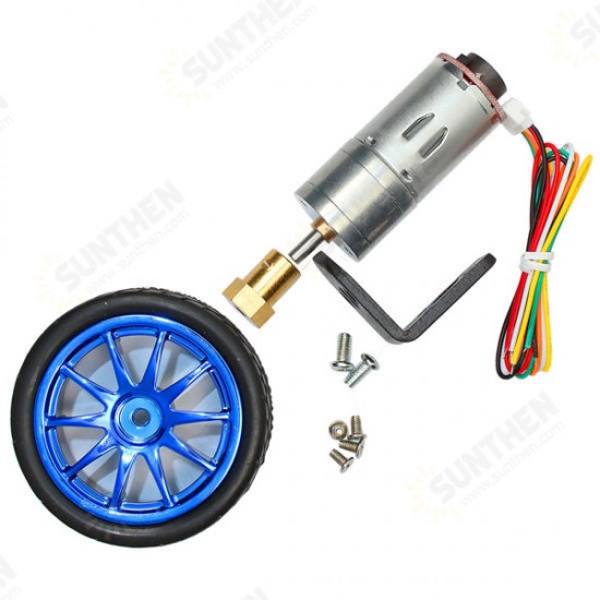 MOTOR 6V 210RPM Encoder Motor DC Gear Motor with Mounting Bracket and Wheel