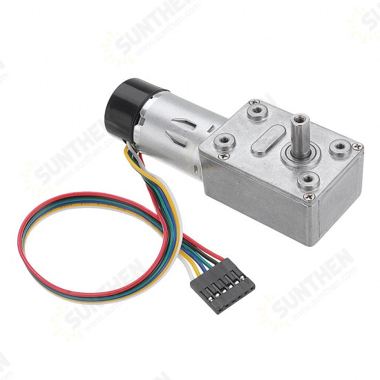 JGY-370 DC 12V 10/30/90/150RPM Motor Reduction Gear Turbine Worm Self-locking Encoder Signal Feedback Motor